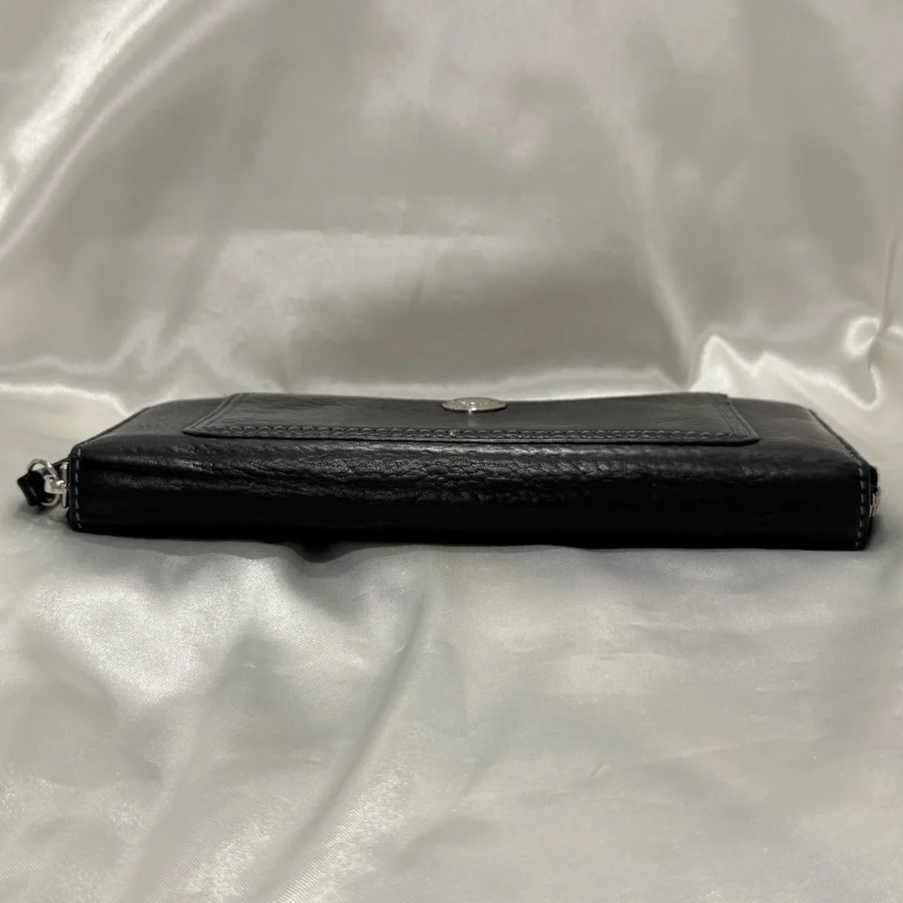 Vintage Coach Y2K Chelsea Wallet Navy Blue Pebble Leather Zip Around Classic